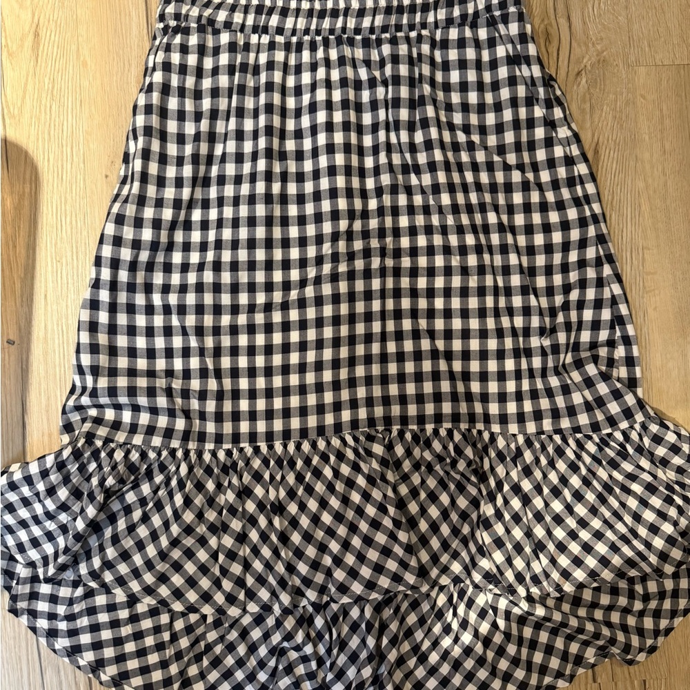 J. Crew Navy and White Checkered Midi Skirt